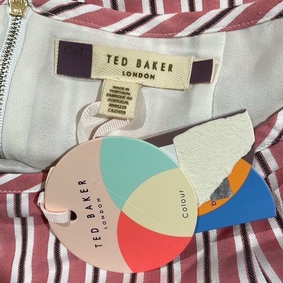 NWT TED BAKER Coryn High Waist Ruffled Striped Pencil Midi Skirt - Picture 4 of 11